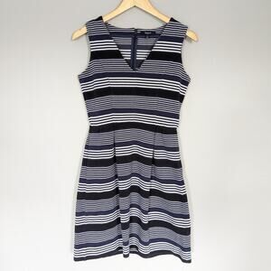 Madewell Womens Gallerist Stripemix Blue Black Sheath Dress size S